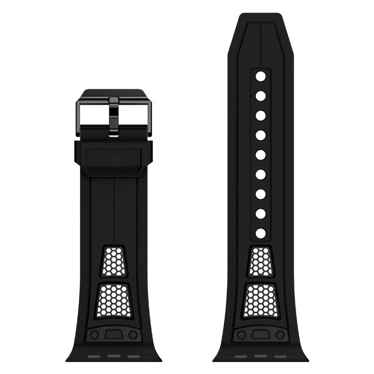 For Apple Watch 46mm / 49mm / 45mm / 44mm Kalebol Honeycomb TPU Black Mesh Strap(Black Black Net) by Kalebol