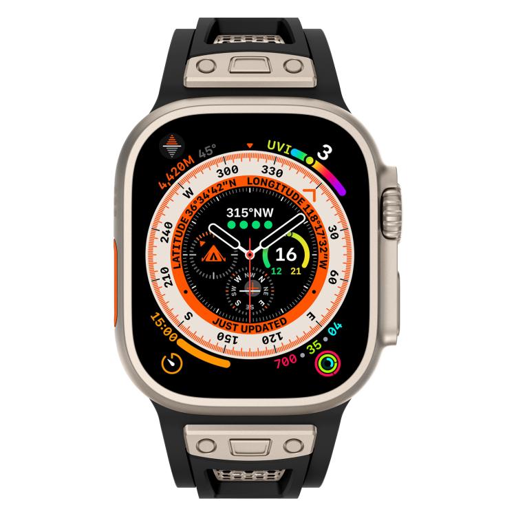 For Apple Watch 46mm / 49mm / 45mm / 44mm Kalebol Honeycomb TPU Titanium Mesh Strap(Black Titanium Net) by Kalebol