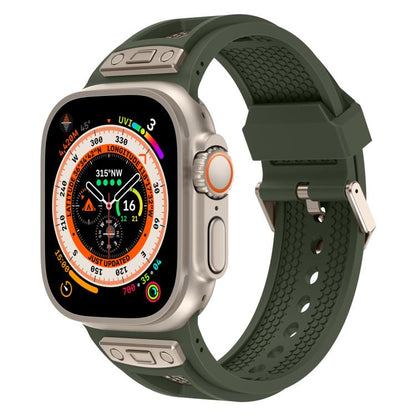 For Apple Watch 46mm / 49mm / 45mm / 44mm Kalebol Honeycomb TPU Titanium Mesh Strap(Army Green Titanium Net) by Kalebol