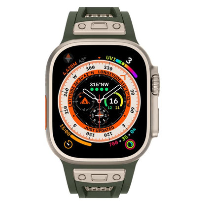 For Apple Watch 46mm / 49mm / 45mm / 44mm Kalebol Honeycomb TPU Titanium Mesh Strap(Army Green Titanium Net) by Kalebol