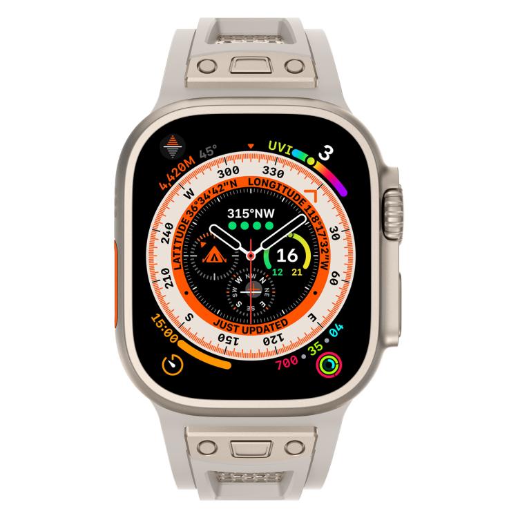 For Apple Watch 46mm / 49mm / 45mm / 44mm Kalebol Honeycomb TPU Titanium Mesh Strap(Starlight Titanium Net) by Kalebol