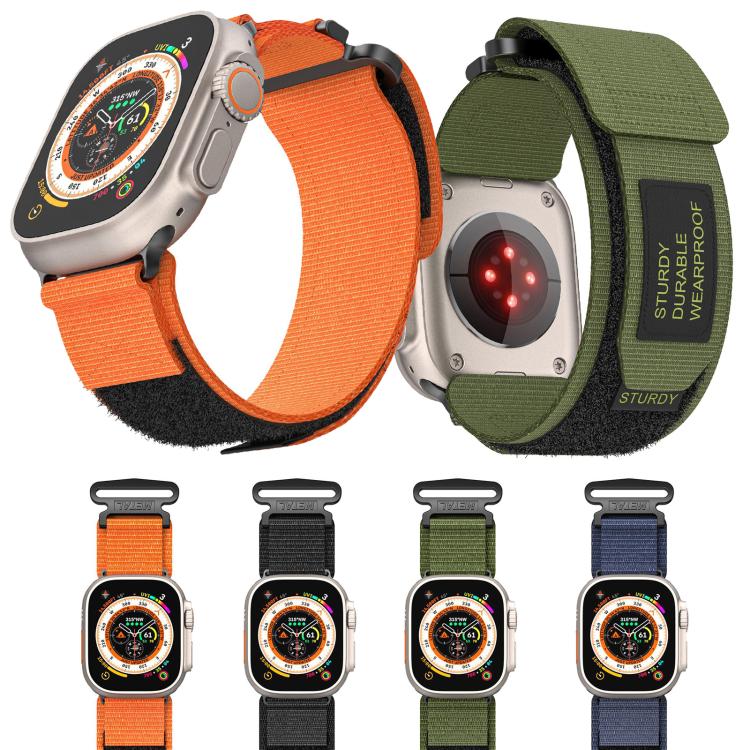 For Apple Watch 46mm / 49mm / 45mm / 44mm Kalebol Simple Two Section Nylon Strap(Army Green) by Kalebol