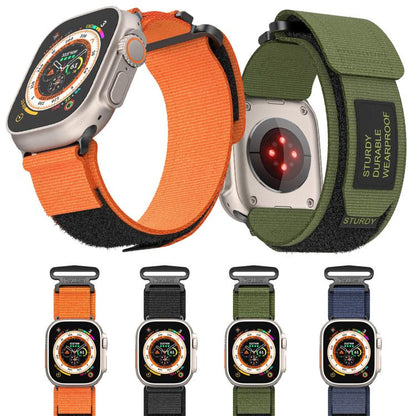 For Apple Watch 46mm / 49mm / 45mm / 44mm Kalebol Simple Two Section Nylon Strap(Army Green) by Kalebol