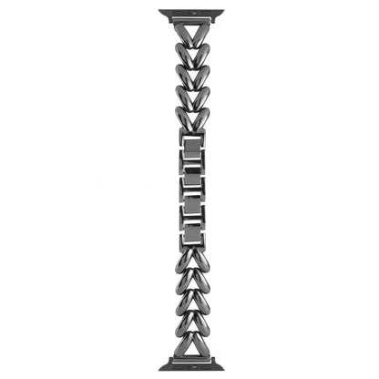 For Apple Watch 46mm / 49mm / 45mm / 44mm Kalebol V-shaped Zinc Alloy Strap(Black) by Kalebol