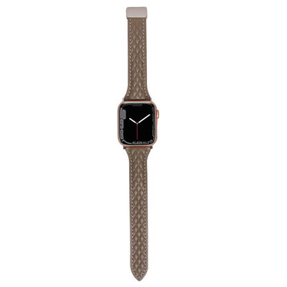 For Apple Watch 46mm / 49mm / 45mm / 44mm Kalebol Diamond Pattern Magnetic Buckle Leather Strap(Taupe) by Kalebol