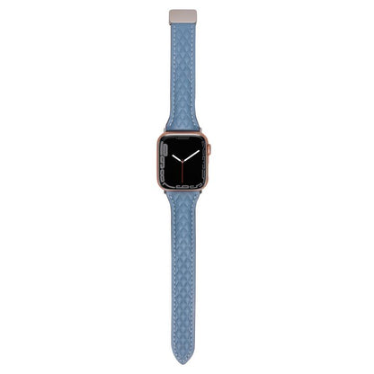 For Apple Watch 46mm / 49mm / 45mm / 44mm Kalebol Diamond Pattern Magnetic Buckle Leather Strap(Mist Blue) by Kalebol