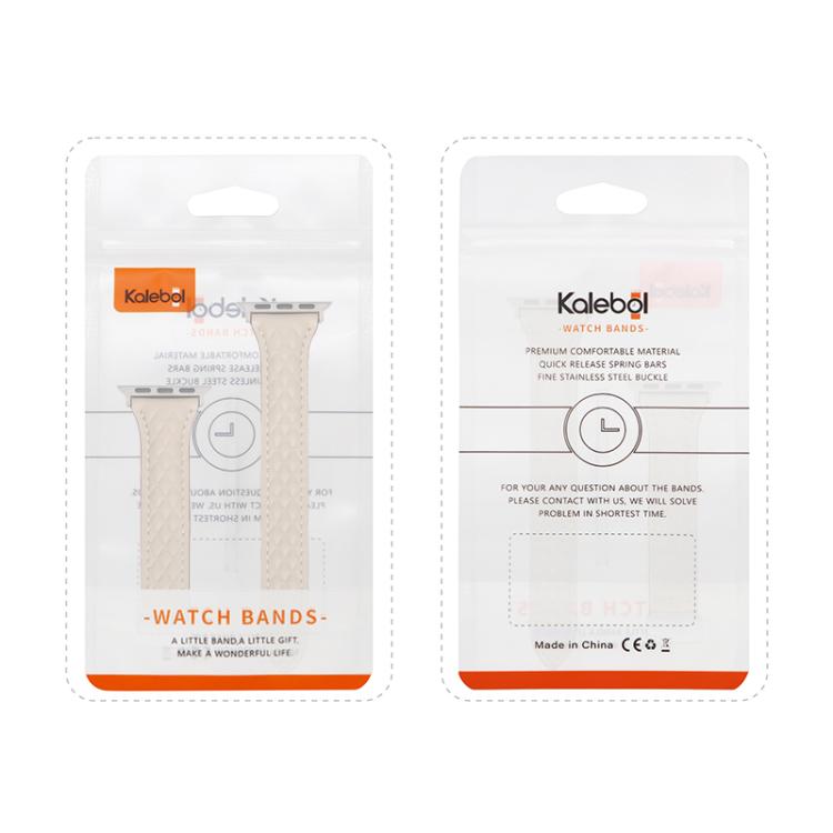 For Apple Watch 46mm / 49mm / 45mm / 44mm Kalebol Diamond Pattern Magnetic Buckle Leather Strap(White) by Kalebol