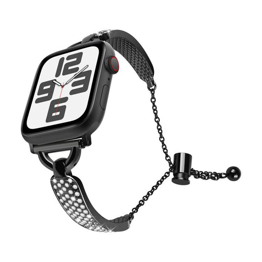 For Apple Watch 46mm / 49mm / 45mm / 44mm Kalebol Stone Curved Zinc Alloy Strap(Black) by Kalebol