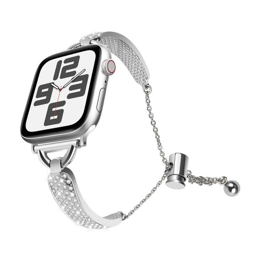 For Apple Watch 46mm / 49mm / 45mm / 44mm Kalebol Stone Curved Zinc Alloy Strap(Silver) by Kalebol