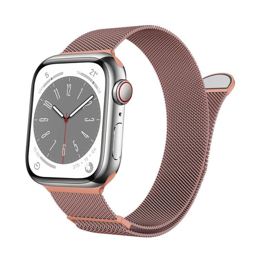 For Apple Watch 46mm / 49mm / 45mm / 44mm Kalebol Semi-round Tail Milan Stainless Steel Strap(Pink Orange) by Kalebol