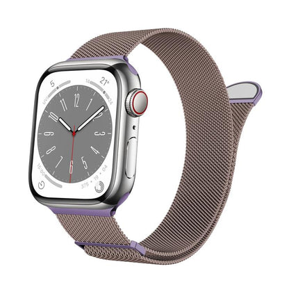 For Apple Watch 46mm / 49mm / 45mm / 44mm Kalebol Semi-round Tail Milan Stainless Steel Strap(Pink Purple) by Kalebol