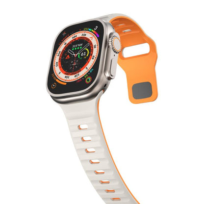 For Apple Watch 46mm / 49mm / 45mm / 44mm Kalebol Wave Reverse Buckle Two-color Silicone Strap(Starlight Orange) by Kalebol