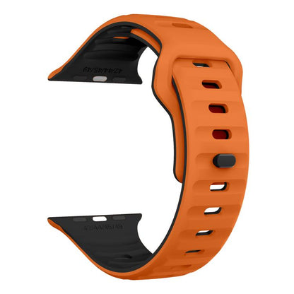 For Apple Watch 42mm / 41mm / 40mm / 38mm Kalebol Wave Reverse Buckle Two-color Silicone Strap(Orange Black) by Kalebol