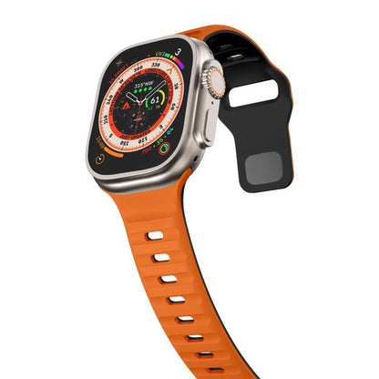 For Apple Watch 42mm / 41mm / 40mm / 38mm Kalebol Wave Reverse Buckle Two-color Silicone Strap(Orange Black) by Kalebol