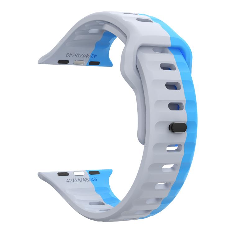 For Apple Watch 42mm / 41mm / 40mm / 38mm Kalebol Wave Reverse Buckle Two-color Silicone Strap(Wild Path Grey Blue) by Kalebol