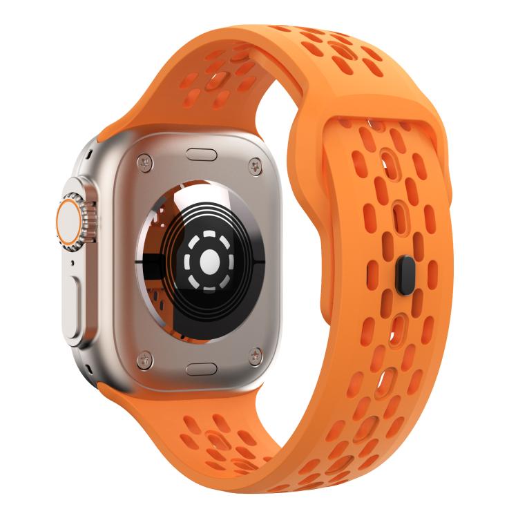 For Apple Watch 46mm / 49mm / 45mm / 44mm Kalebol Mesh Reverse Buckle Silicone Strap(Orange) by Kalebol
