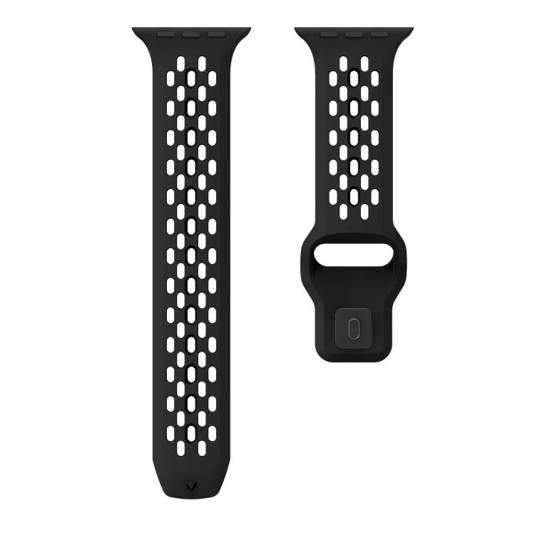 For Apple Watch 46mm / 49mm / 45mm / 44mm Kalebol Mesh Reverse Buckle Silicone Strap(Black) by Kalebol