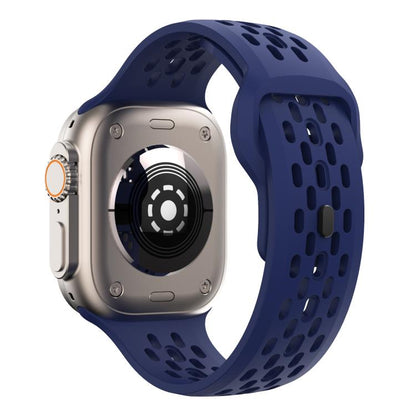 For Apple Watch 46mm / 49mm / 45mm / 44mm Kalebol Mesh Reverse Buckle Silicone Strap(Midnight Blue) by Kalebol