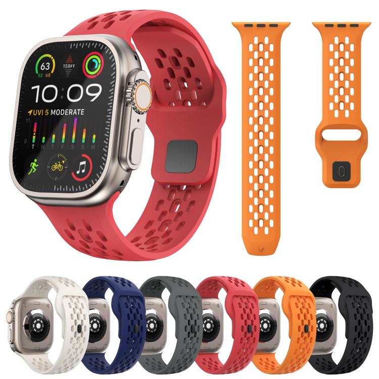 For Apple Watch 46mm / 49mm / 45mm / 44mm Kalebol Mesh Reverse Buckle Silicone Strap(Red) by Kalebol