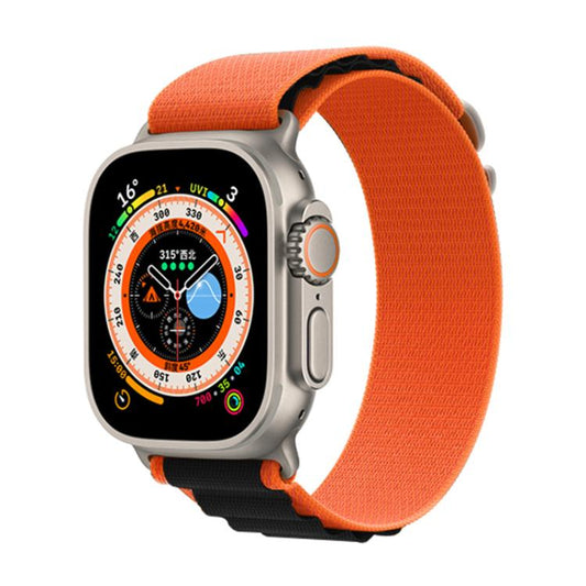 For Apple Watch 46mm / 49mm / 45mm / 44mm Kalebol Aline Nylon Loop Watch Band(Orange+Black) by Kalebol