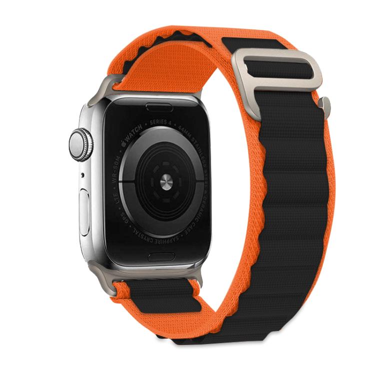 For Apple Watch 46mm / 49mm / 45mm / 44mm Kalebol Aline Nylon Loop Watch Band(Orange+Black) by Kalebol