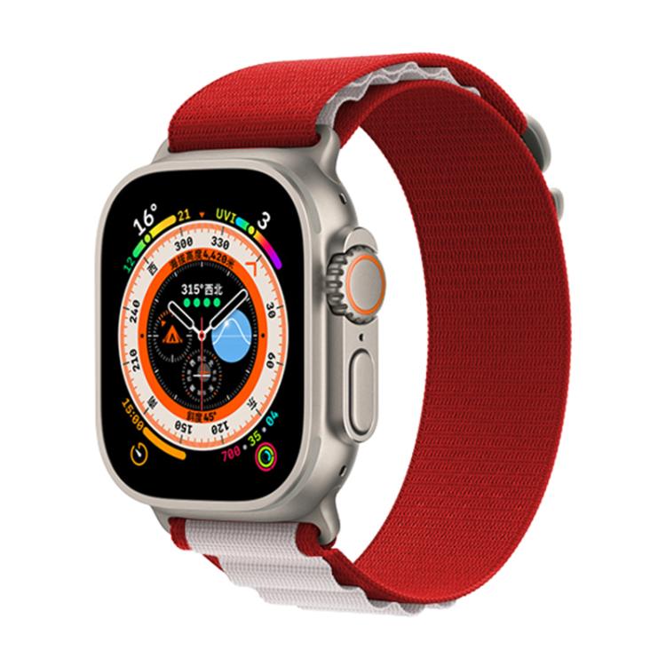 For Apple Watch 46mm / 49mm / 45mm / 44mm Kalebol Aline Nylon Loop Watch Band(Red+White) by Kalebol