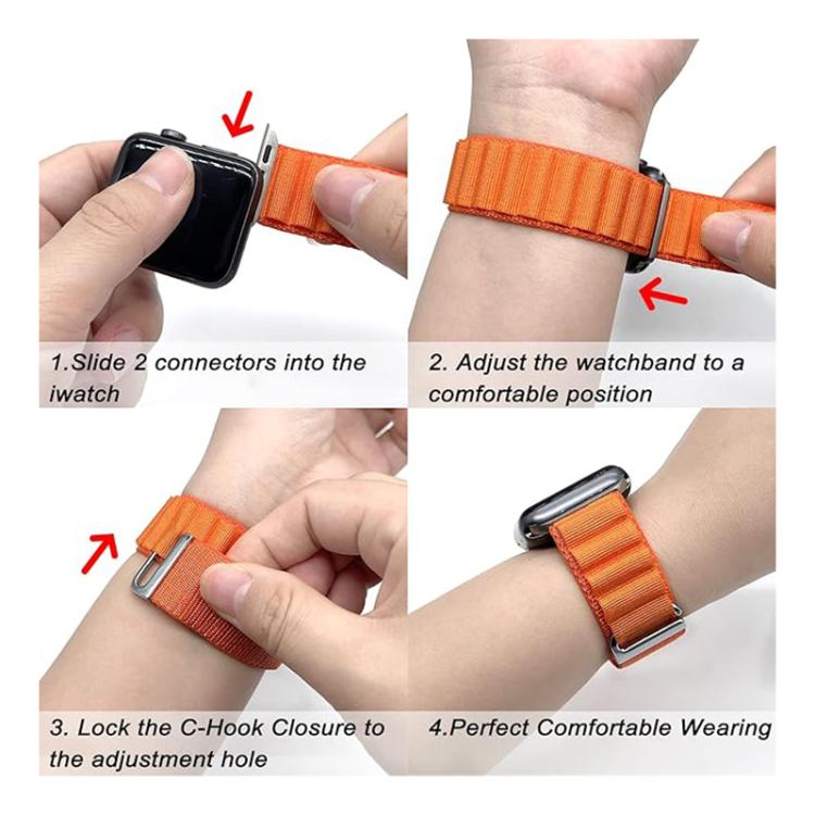 For Apple Watch 46mm / 49mm / 45mm / 44mm Kalebol Aline Nylon Loop Watch Band(Red+White) by Kalebol