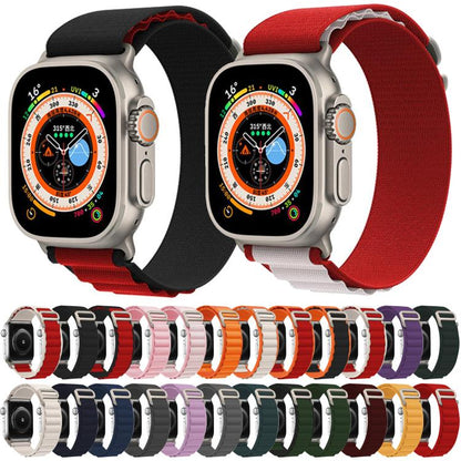 For Apple Watch 46mm / 49mm / 45mm / 44mm Kalebol Aline Nylon Loop Watch Band(Red+White) by Kalebol