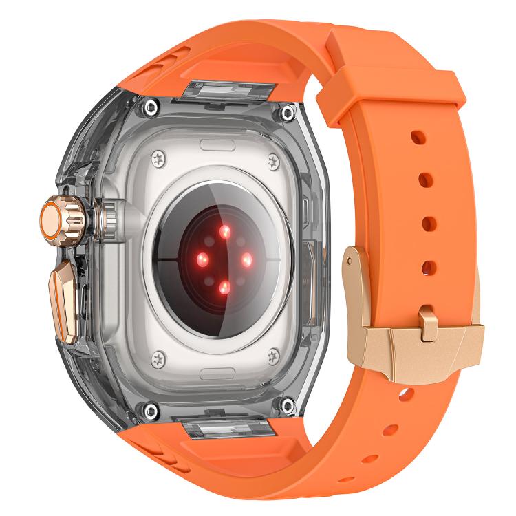 For Apple Watch Ultra 2 / 1 49mm Kalebol Glacier Integrated Transparent Silicone Strap(Orange Transparent Black) by Kalebol