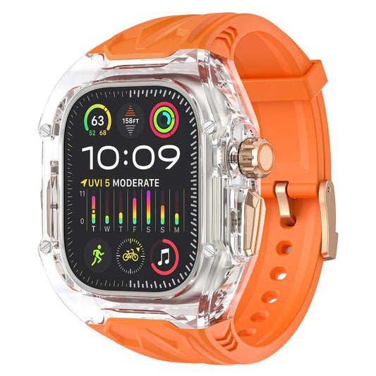 For Apple Watch Ultra 2 / 1 49mm Kalebol Glacier Integrated Transparent Silicone Strap(Orange Transparent) by Kalebol