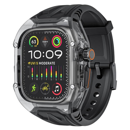 For Apple Watch Ultra 2 / 1 49mm Kalebol Glacier Integrated Transparent Silicone Strap(Black Transparent Black) by Kalebol