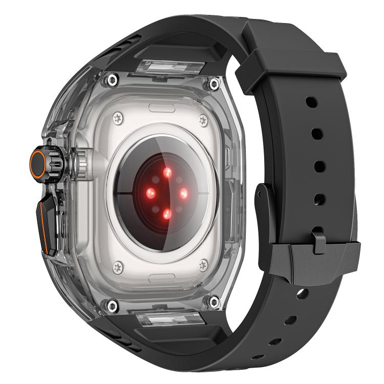 For Apple Watch Ultra 2 / 1 49mm Kalebol Glacier Integrated Transparent Silicone Strap(Black Transparent Black) by Kalebol