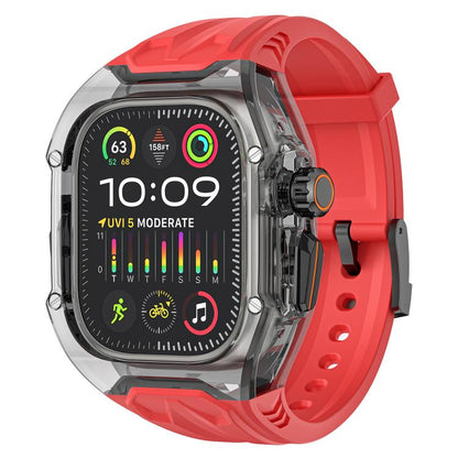 For Apple Watch Ultra 2 / 1 49mm Kalebol Glacier Integrated Transparent Silicone Strap(Red Transparent Black) by Kalebol