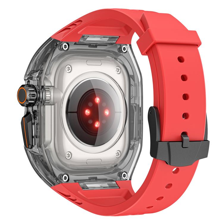 For Apple Watch Ultra 2 / 1 49mm Kalebol Glacier Integrated Transparent Silicone Strap(Red Transparent Black) by Kalebol