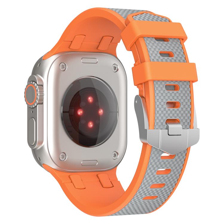 For Apple Watch 46mm / 49mm / 45mm / 44mm Kalebol Farmhouse Oak Silicone Strap(Orange + Grey) by Kalebol