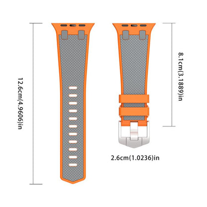 For Apple Watch 46mm / 49mm / 45mm / 44mm Kalebol Farmhouse Oak Silicone Strap(Orange + Grey) by Kalebol