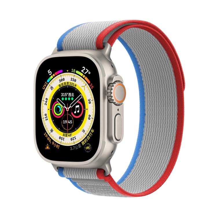 For Apple Watch 46mm / 49mm / 45mm / 44mm Kalebol Wild Track Loop Nylon Watch Band(Red+Grey) by Kalebol