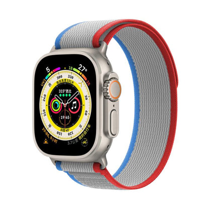 For Apple Watch 46mm / 49mm / 45mm / 44mm Kalebol Wild Track Loop Nylon Watch Band(Red+Grey) by Kalebol