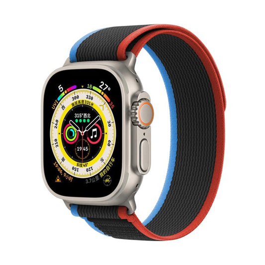 For Apple Watch 46mm / 49mm / 45mm / 44mm Kalebol Wild Track Loop Nylon Watch Band(Blue+Black) by Kalebol