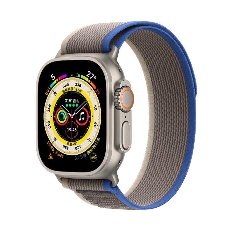 For Apple Watch 46mm / 49mm / 45mm / 44mm Kalebol Wild Track Loop Nylon Watch Band(Blue+Grey) by Kalebol