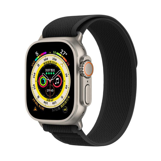 For Apple Watch 46mm / 49mm / 45mm / 44mm Kalebol Wild Track Loop Nylon Watch Band(Dark Black) by Kalebol