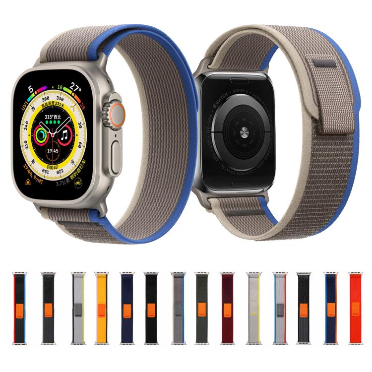 For Apple Watch 46mm / 49mm / 45mm / 44mm Kalebol Wild Track Loop Nylon Watch Band(Black+Grey) by Kalebol