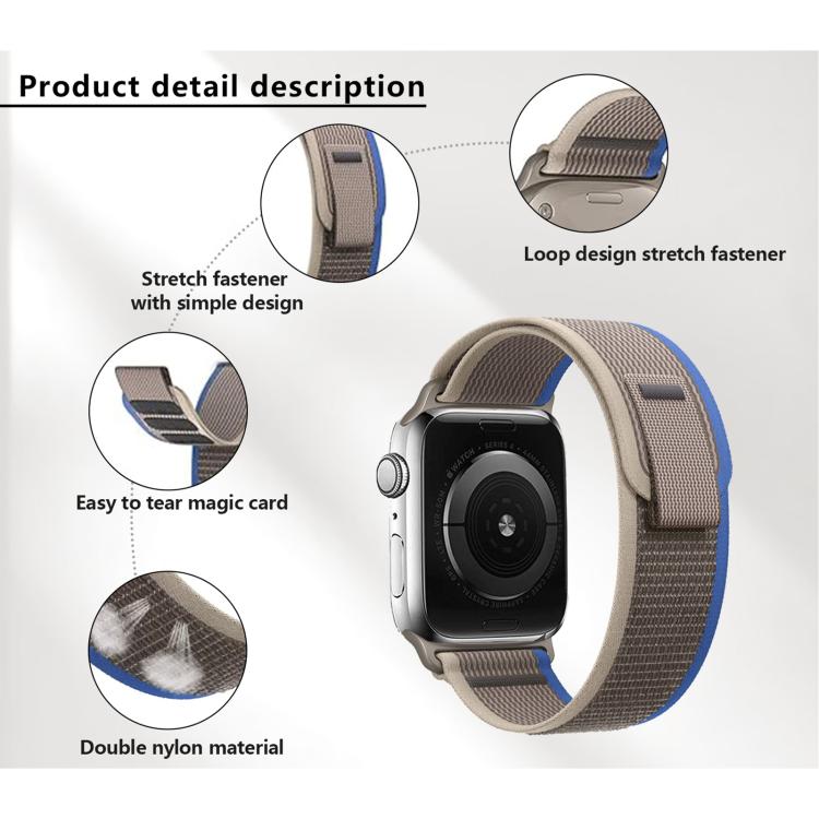 For Apple Watch 42mm / 41mm / 40mm / 38mm Kalebol Wild Track Loop Nylon Watch Band(Black+Grey) by Kalebol