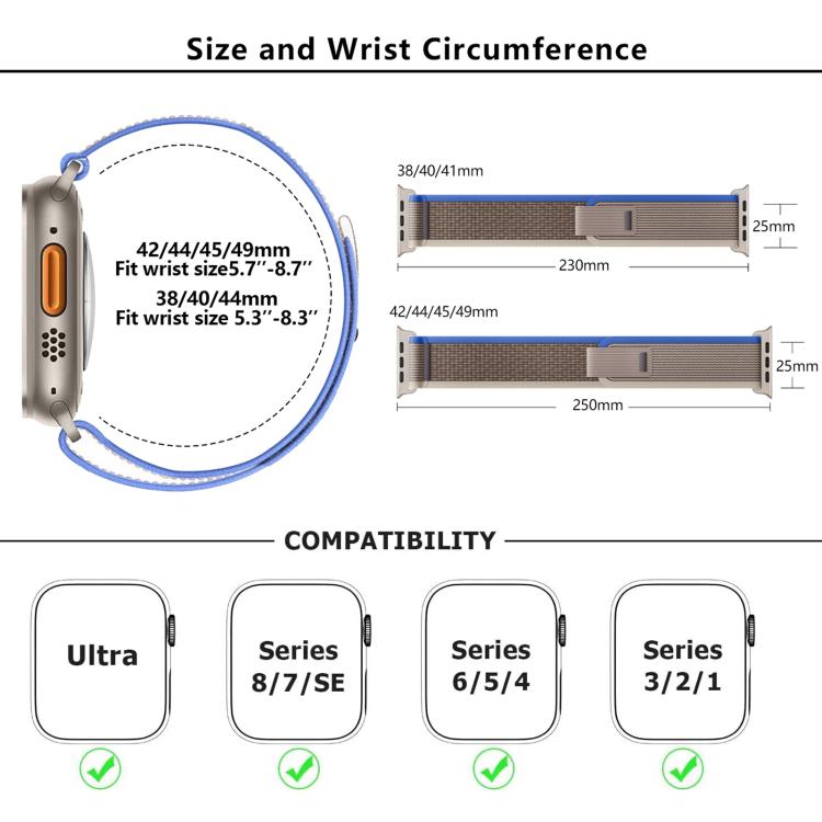 For Apple Watch 46mm / 49mm / 45mm / 44mm Kalebol Wild Track Loop Nylon Watch Band(Blue+Grey) by Kalebol