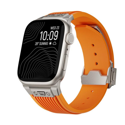For Apple Watch 46mm / 49mm / 45mm / 44mm Kalebol High Elasticity L-shaped Nail Silicone Strap(Orange) by Kalebol