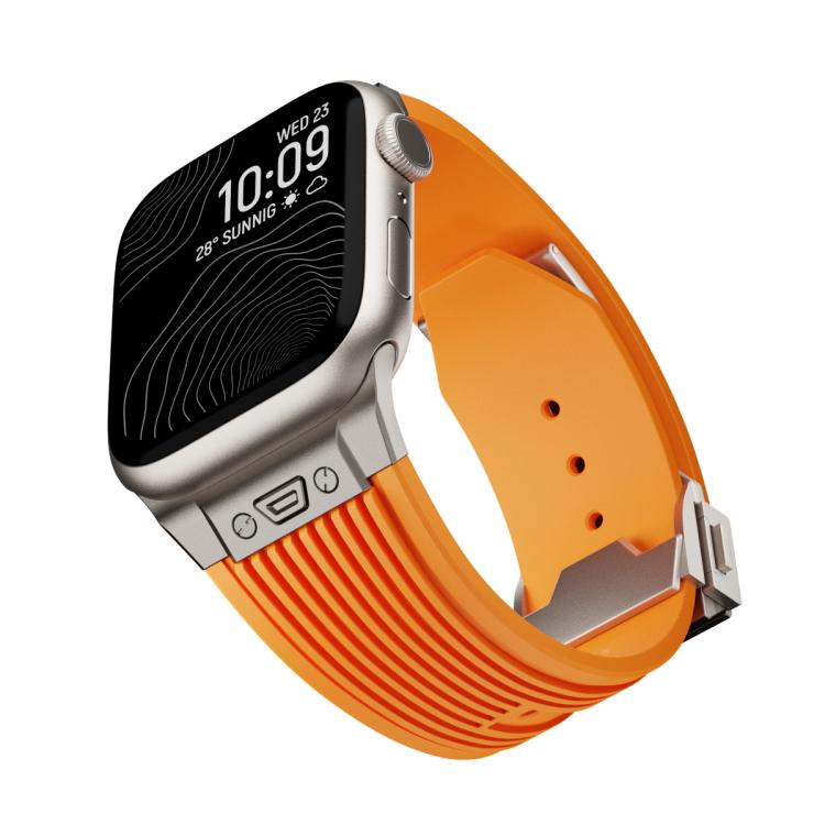 For Apple Watch 46mm / 49mm / 45mm / 44mm Kalebol High Elasticity L-shaped Nail Silicone Strap(Orange) by Kalebol