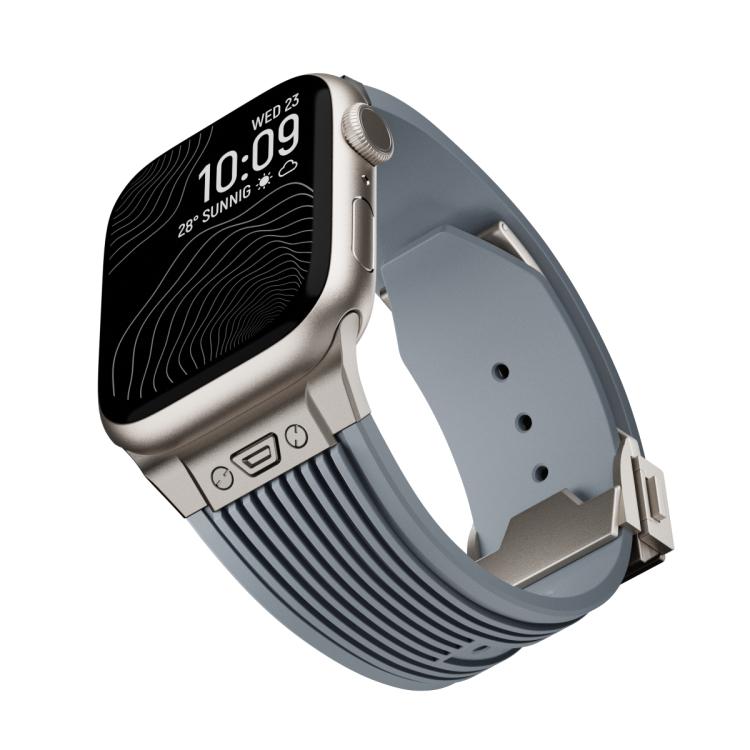 For Apple Watch 46mm / 49mm / 45mm / 44mm Kalebol High Elasticity L-shaped Nail Silicone Strap(Space Grey) by Kalebol