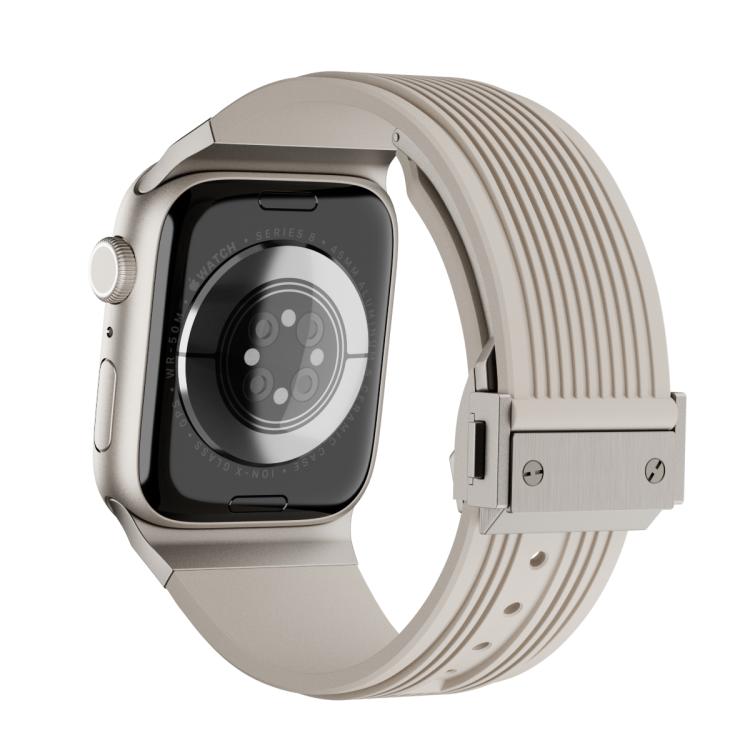 For Apple Watch 46mm / 49mm / 45mm / 44mm Kalebol High Elasticity L-shaped Nail Silicone Strap(Starlight) by Kalebol