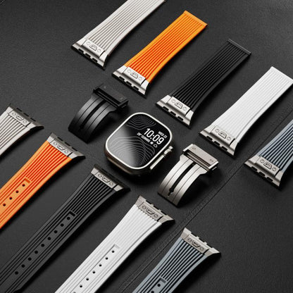 For Apple Watch 46mm / 49mm / 45mm / 44mm Kalebol High Elasticity L-shaped Nail Silicone Strap(Space Grey) by Kalebol