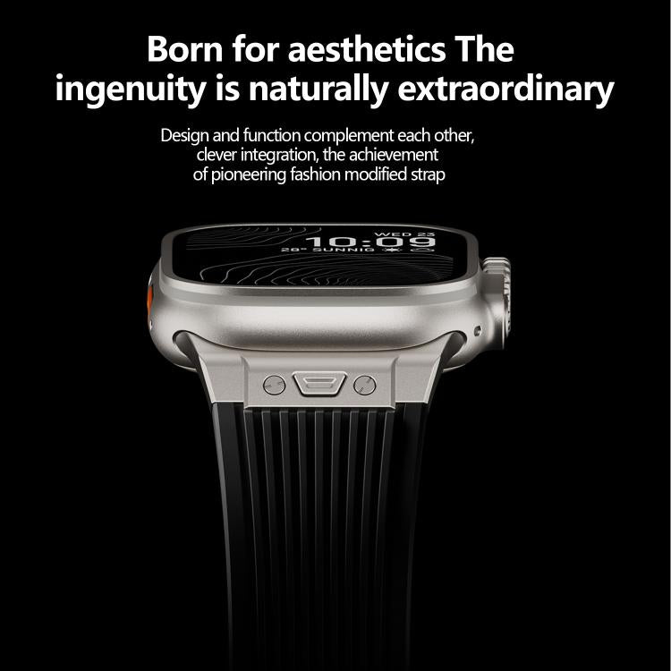 For Apple Watch 46mm / 49mm / 45mm / 44mm Kalebol High Elasticity L-shaped Nail Silicone Strap(Black) by Kalebol